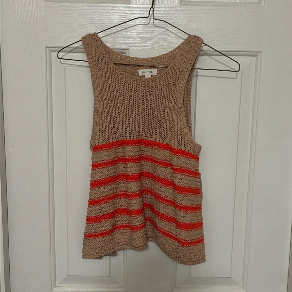 Anthropologie Striped Knit Tank Top in Tan and Orange - Picture 5 of 7